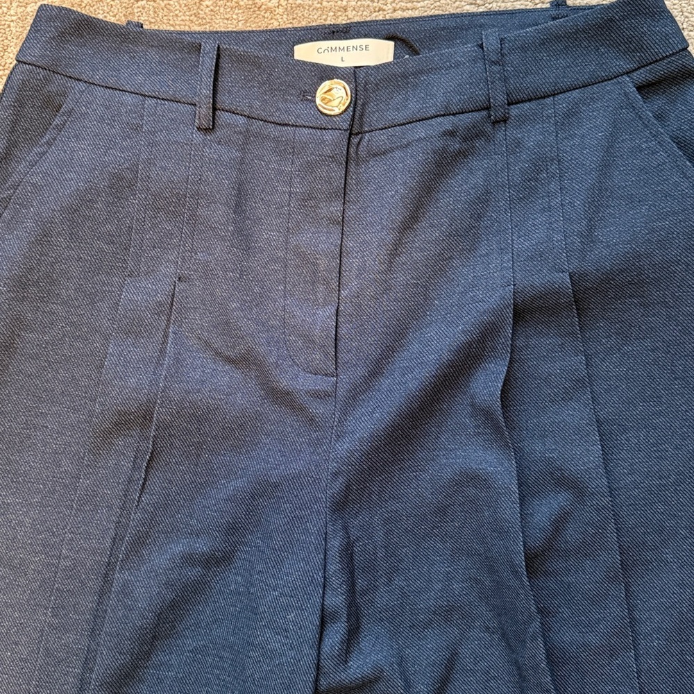 NWT Commense blue wide leg pleated pants sz L - Picture 2 of 6